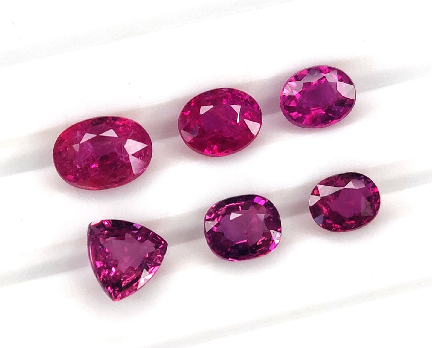 Natural Pinkish Red Ruby Untreated Unheated 6 Pcs Oval, Cushion & Trillion Shape Loose Gemstones | 4.16cts
