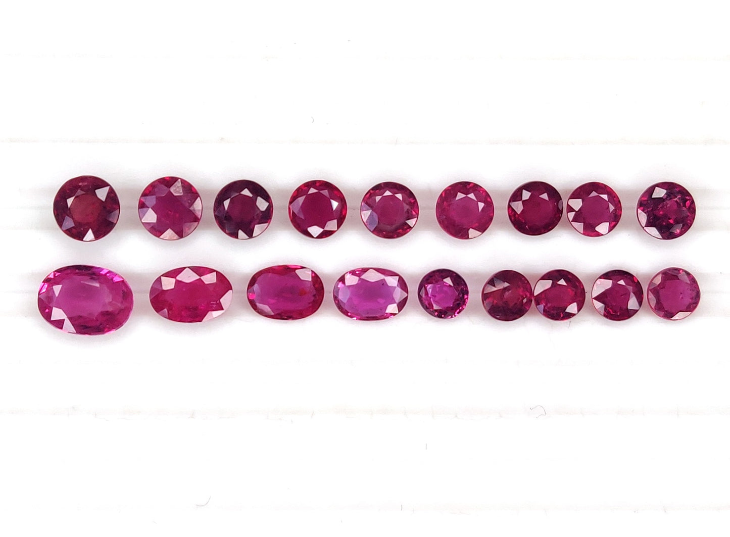 Natural Pinkish Red Ruby Untreated Unheated 18 Pcs Oval & Round Shape Loose Gemstones | 7.50cts