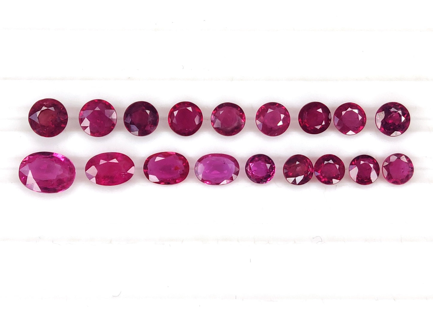 Natural Pinkish Red Ruby Untreated Unheated 18 Pcs Oval & Round Shape Loose Gemstones | 7.50cts