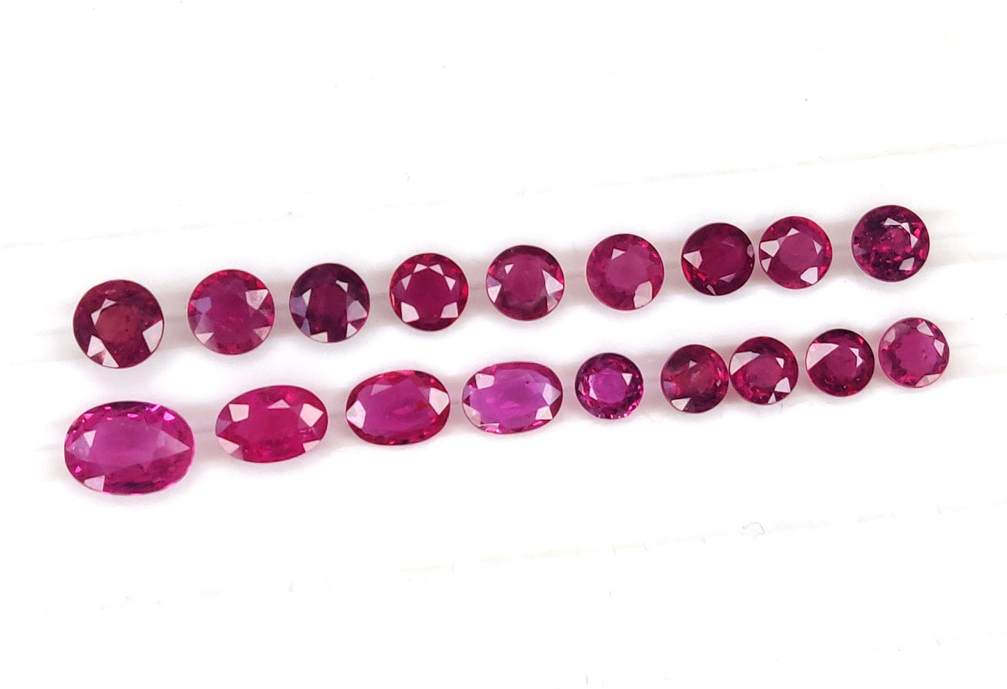 Natural Pinkish Red Ruby Untreated Unheated 18 Pcs Oval & Round Shape Loose Gemstones | 7.50cts