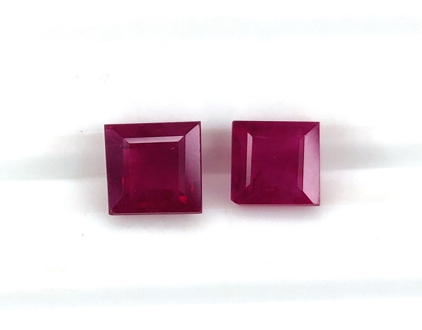 Natural Ruby Burma Heated Square Shape 2 Pcs Loose Gemstones For Rings | 1.97cts