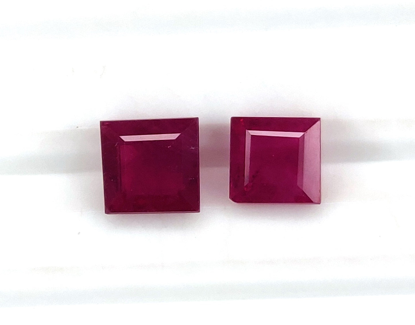 Natural Ruby Burma Heated Square Shape 2 Pcs Loose Gemstones For Rings | 1.97cts