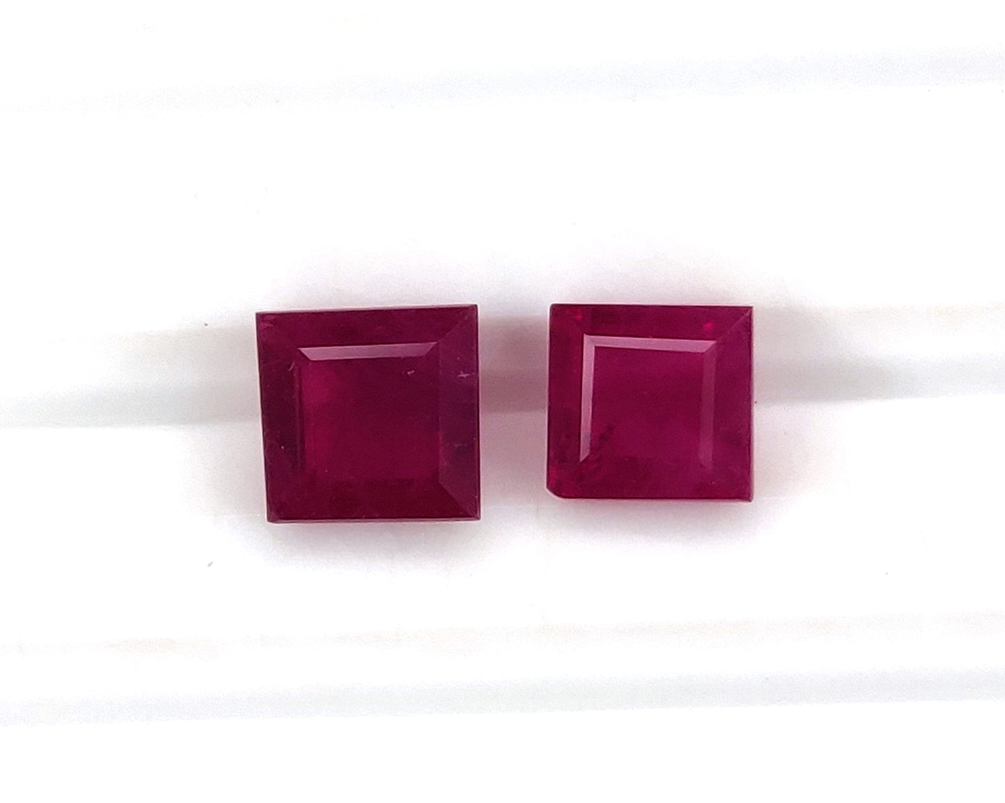 Natural Ruby Burma Heated Square Shape 2 Pcs Loose Gemstones For Rings | 1.97cts