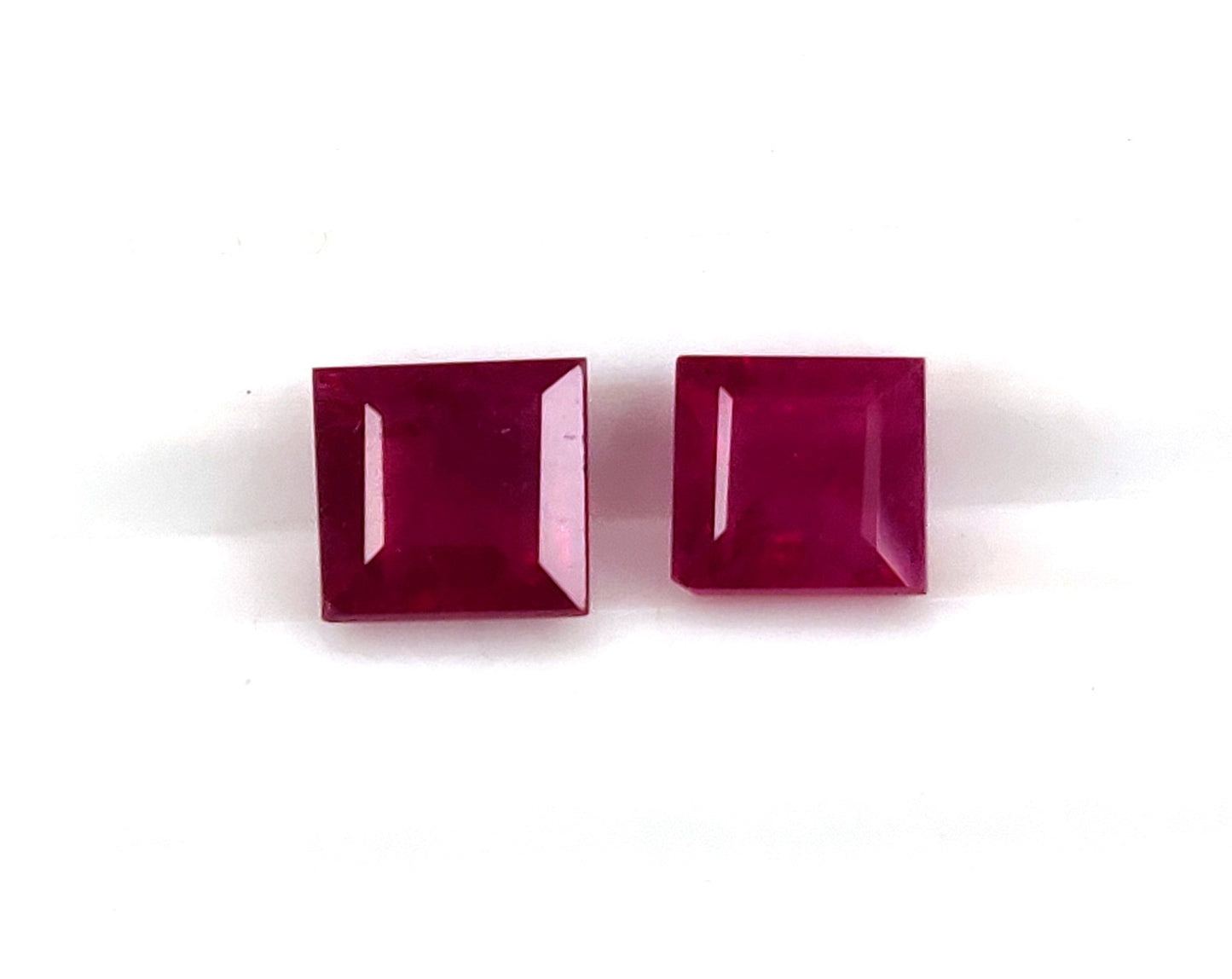 Natural Ruby Burma Heated Square Shape 2 Pcs Loose Gemstones For Rings | 1.97cts