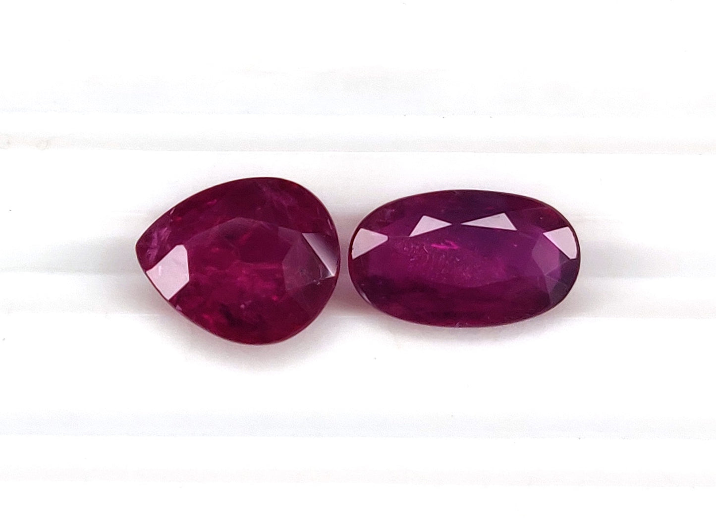 Natural Ruby Mozambique Heated Oval & Pear Shape 2 Pcs Loose Gemstones For Rings | 3.78cts