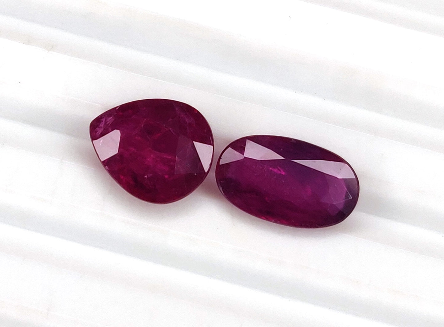 Natural Ruby Mozambique Heated Oval & Pear Shape 2 Pcs Loose Gemstones For Rings | 3.78cts