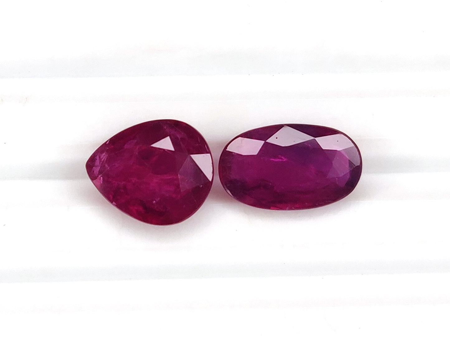 Natural Ruby Mozambique Heated Oval & Pear Shape 2 Pcs Loose Gemstones For Rings | 3.78cts