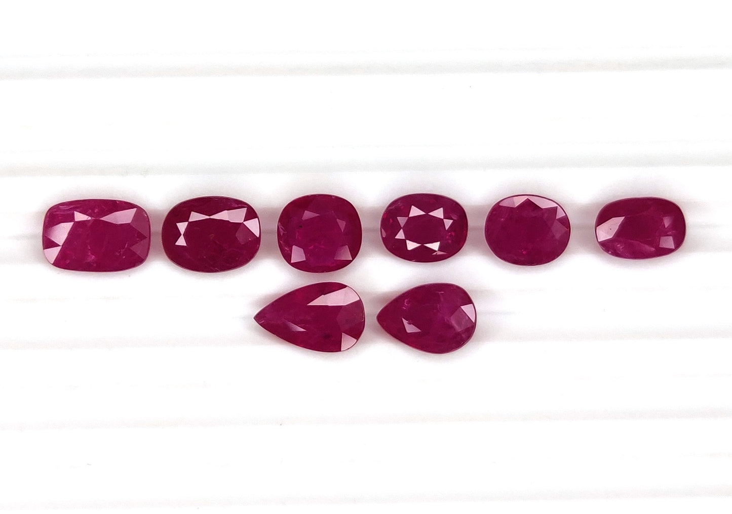 Natural Ruby Mozambique Heated Oval, Pear & Cushion Shape 8 Pcs Loose Gemstones For Rings | 13.27cts
