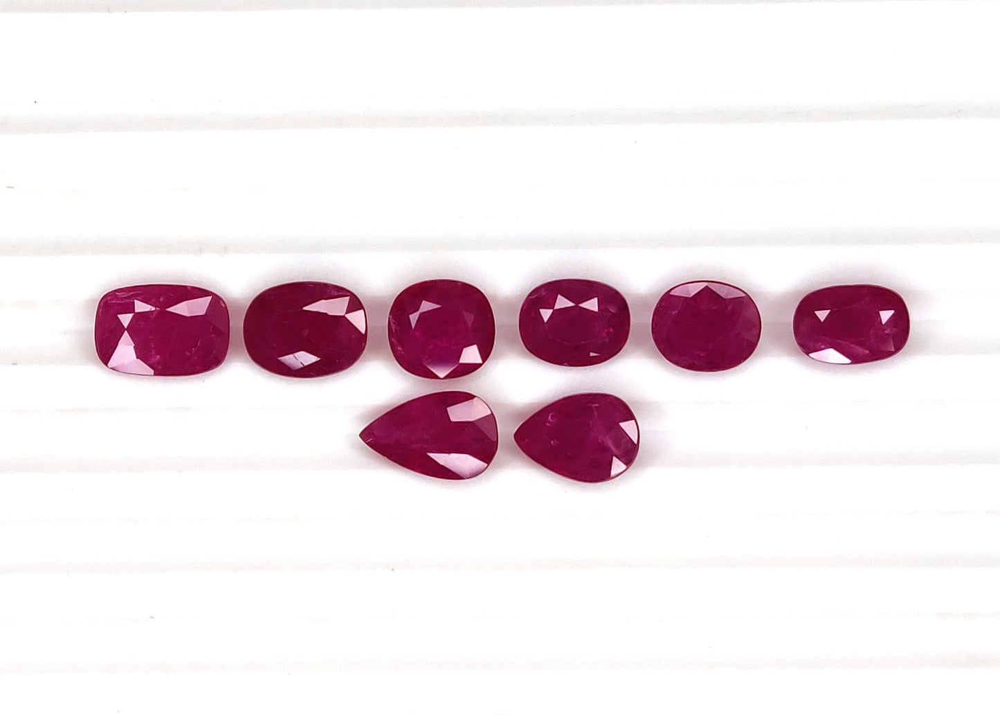 Natural Ruby Mozambique Heated Oval, Pear & Cushion Shape 8 Pcs Loose Gemstones For Rings | 13.27cts