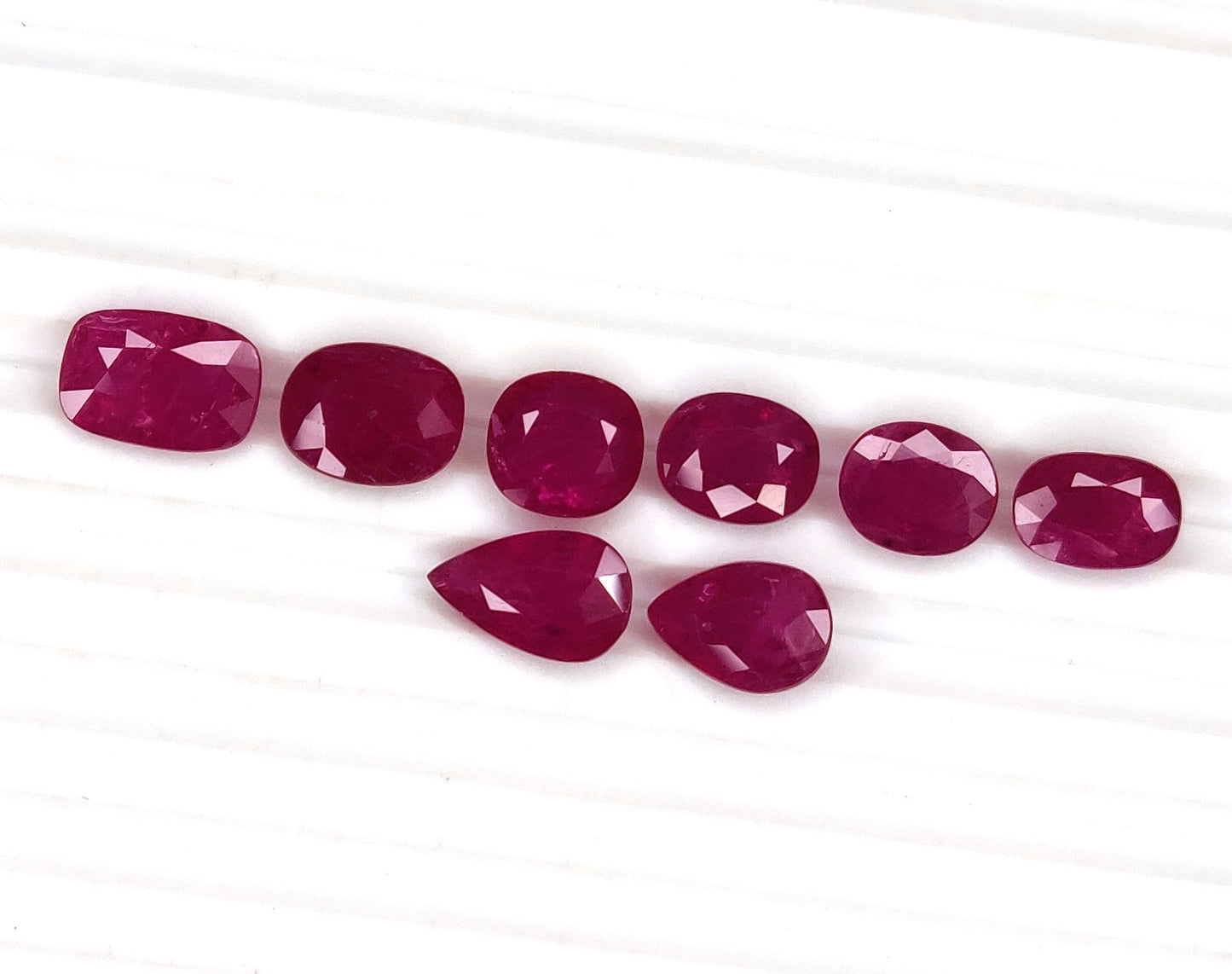 Natural Ruby Mozambique Heated Oval, Pear & Cushion Shape 8 Pcs Loose Gemstones For Rings | 13.27cts
