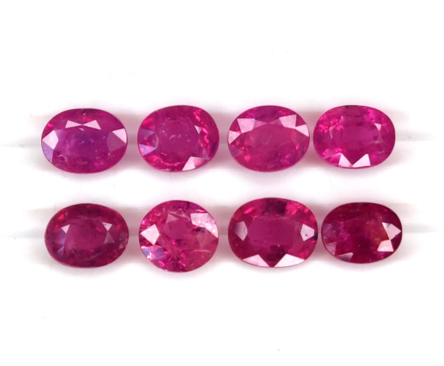 Natural Ruby Unheated Untreated Ovals Shape 8 Pcs Loose Gemstones For Rings | 8.72cts