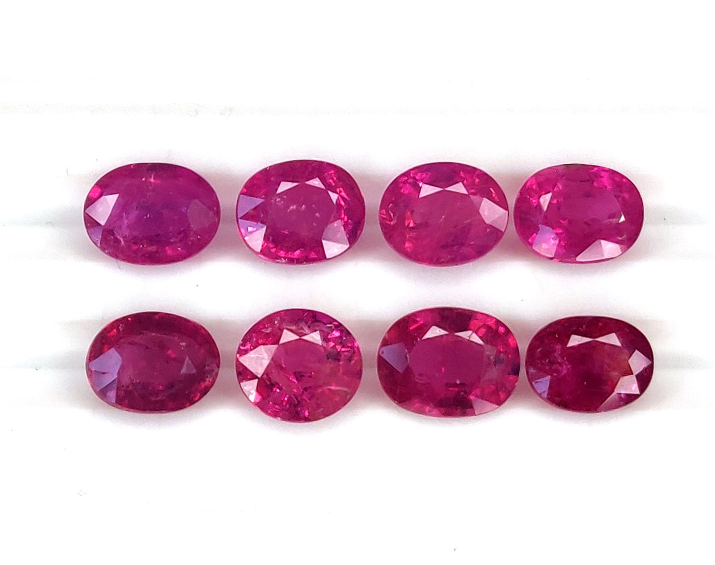 Natural Ruby Unheated Untreated Ovals Shape 8 Pcs Loose Gemstones For Rings | 8.72cts