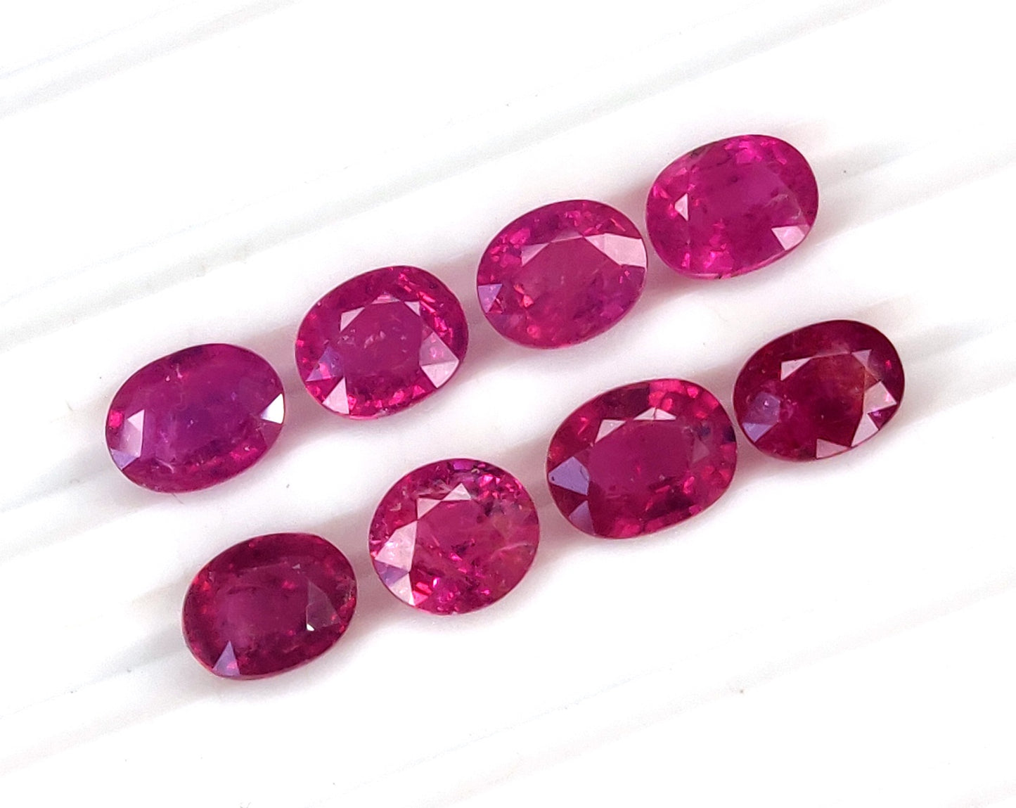 Natural Ruby Unheated Untreated Ovals Shape 8 Pcs Loose Gemstones For Rings | 8.72cts