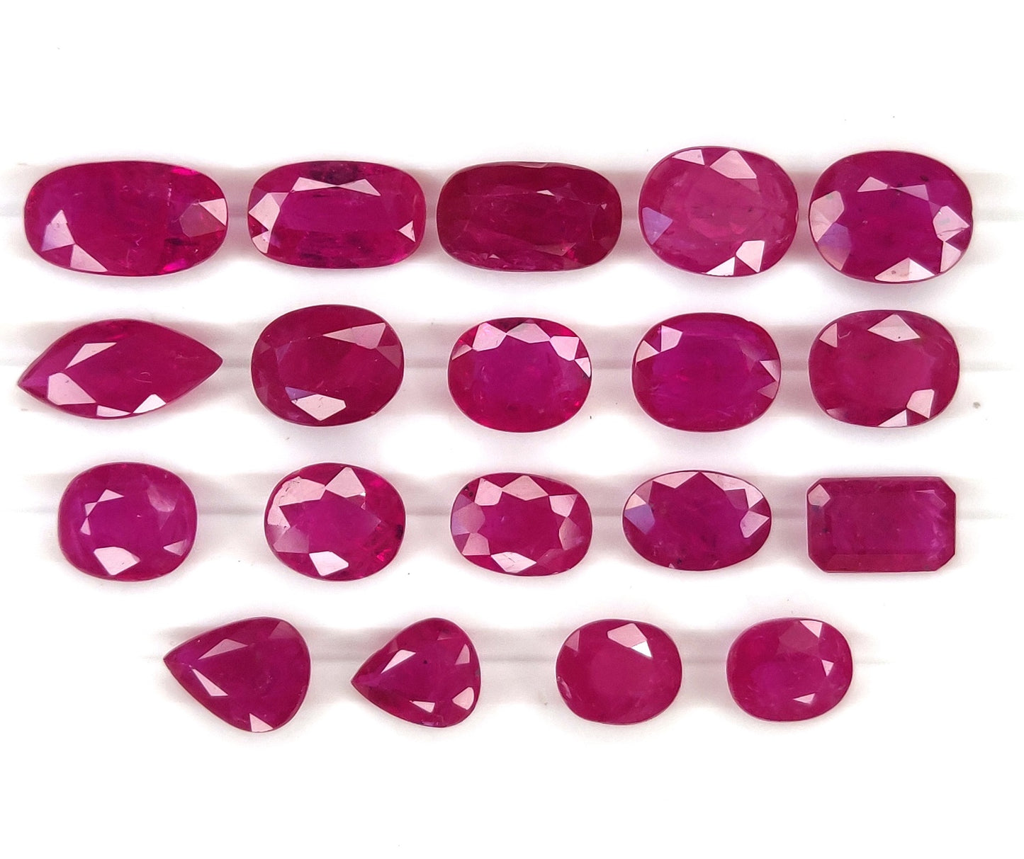 Natural Ruby Mozambique Heated Mix Shape 19 Pcs Loose Gemstones For Rings | 24.63cts