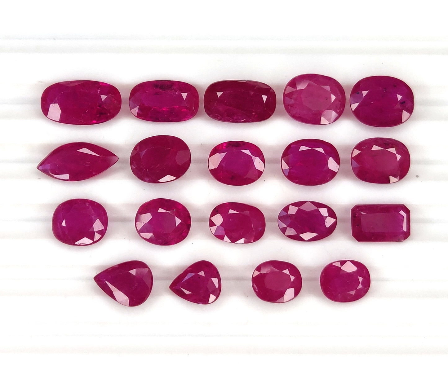 Natural Ruby Mozambique Heated Mix Shape 19 Pcs Loose Gemstones For Rings | 24.63cts