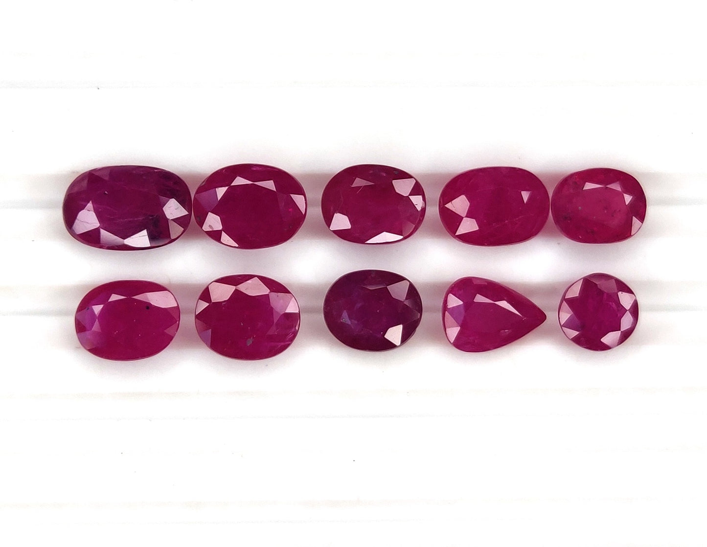 Natural Ruby Mozambique Heated Ovals & Pears Shape 10 Pcs Loose Gemstones For Rings | 14.39cts