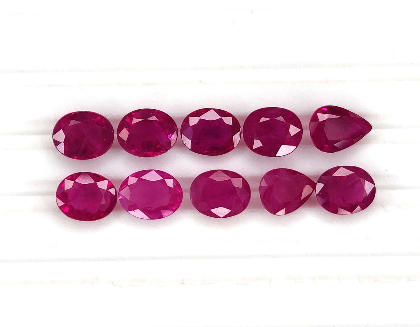Natural Ruby Burma Heated Ovals & Pears Shape 10 Pcs Loose Gemstones For Rings | 7.85cts