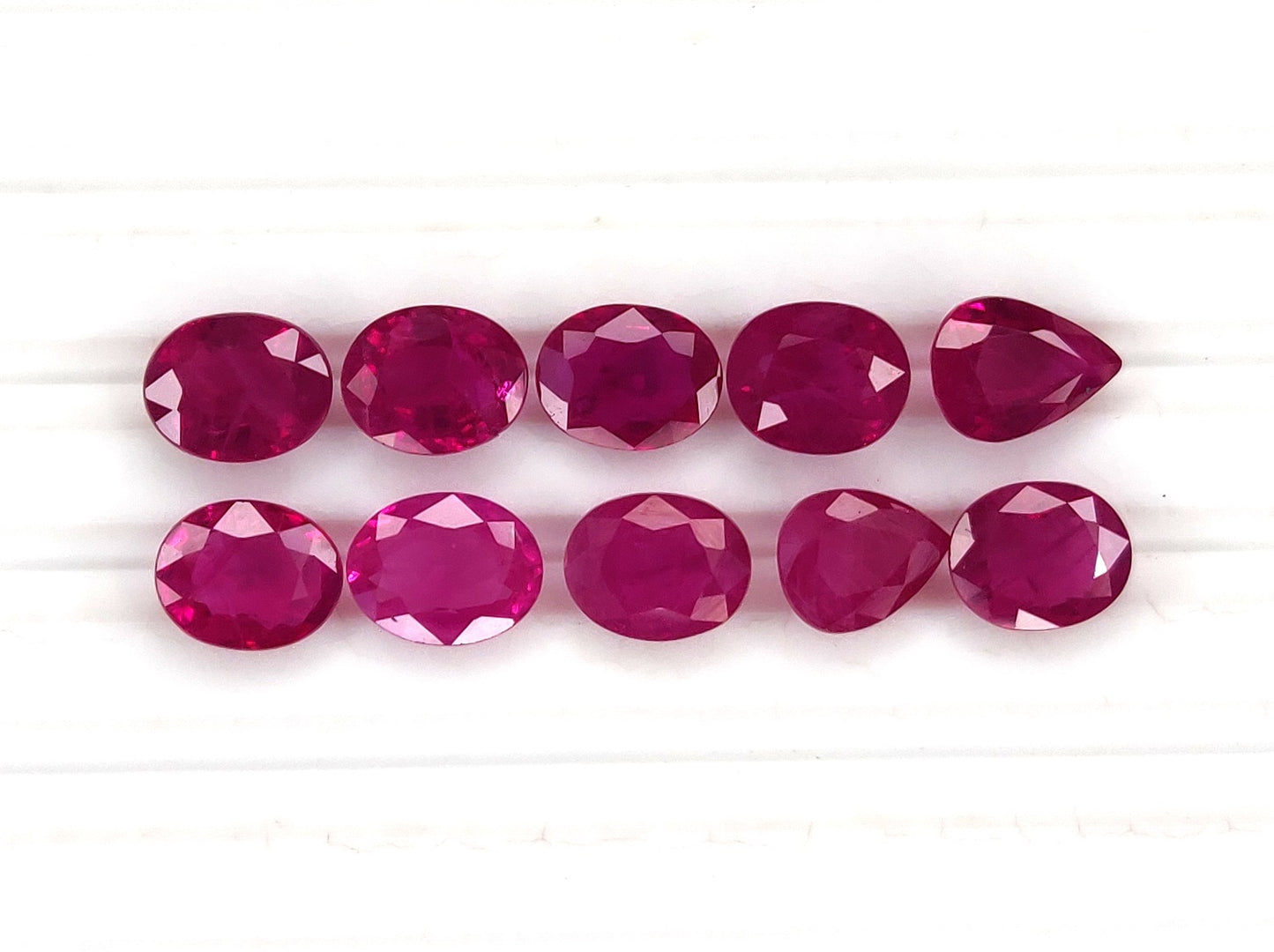 Natural Ruby Burma Heated Ovals & Pears Shape 10 Pcs Loose Gemstones For Rings | 7.85cts