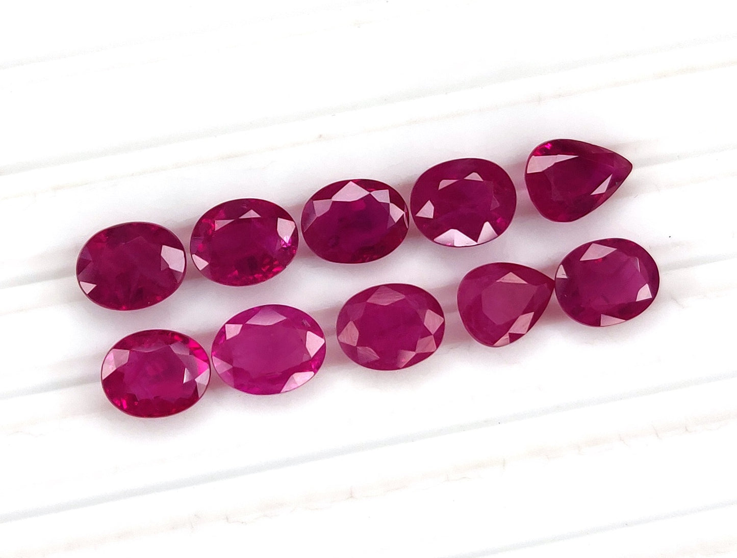Natural Ruby Burma Heated Ovals & Pears Shape 10 Pcs Loose Gemstones For Rings | 7.85cts