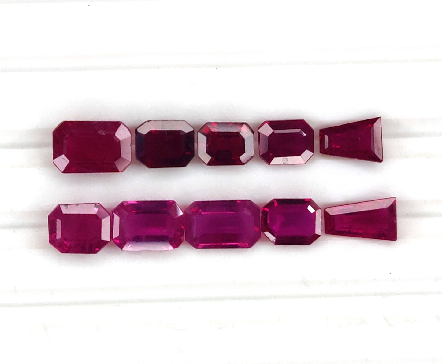 Natural Ruby Burma Heated Octagons Shape 10 Pcs Loose Gemstones For Rings | 4.95cts