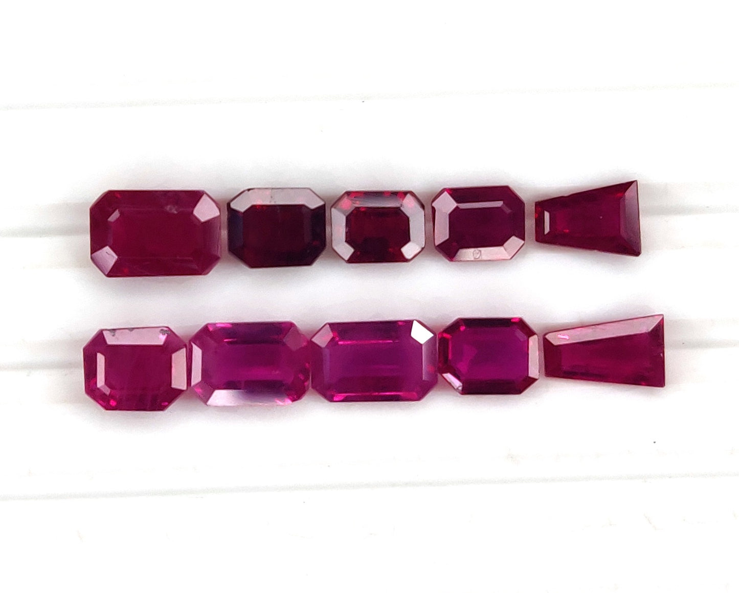 Natural Ruby Burma Heated Octagons Shape 10 Pcs Loose Gemstones For Rings | 4.95cts