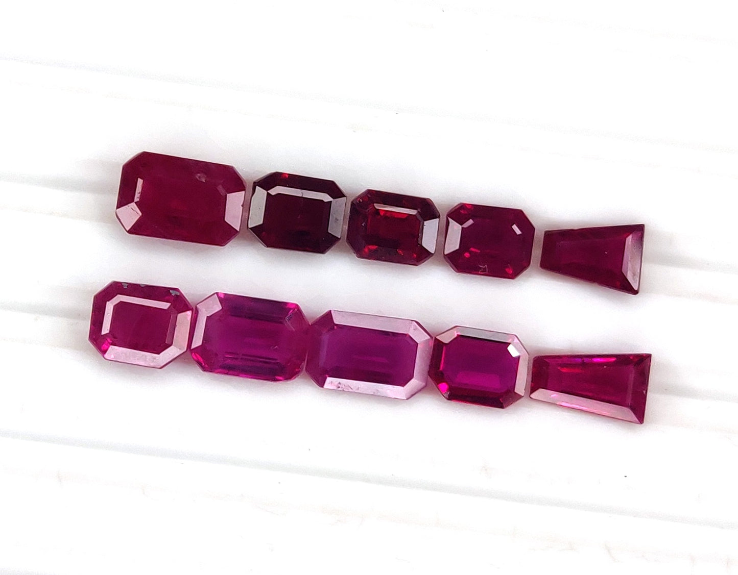 Natural Ruby Burma Heated Octagons Shape 10 Pcs Loose Gemstones For Rings | 4.95cts