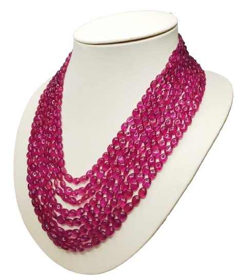 Natural Ruby Oval Shape Plain Loose Gemstone 8. Layer Beads Necklace | 1140cts