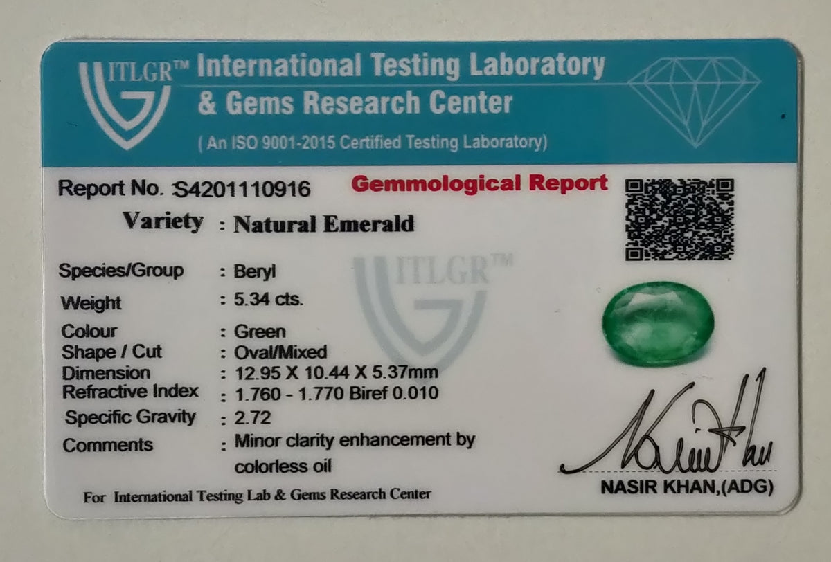 Natural Emerald Zambia Oval 5.34 carat