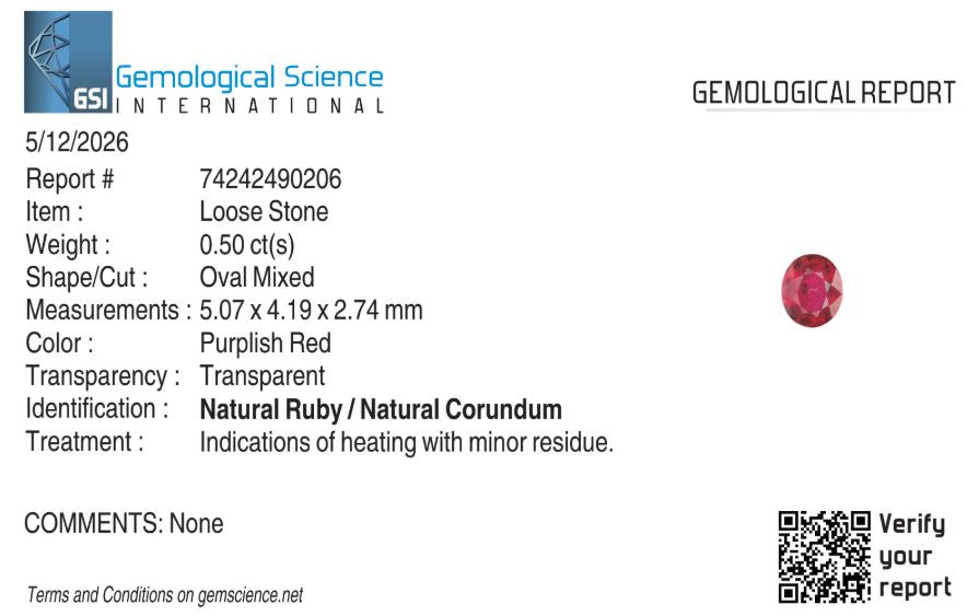 Natural Ruby Mozambique Oval 0.5 carat