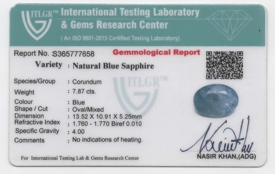 Natural Blue Sapphire Burma Oval 7.87 carat