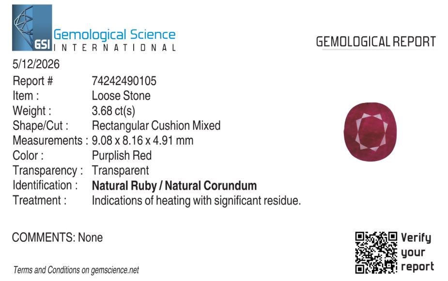 Natural Ruby Burma Oval 3.68 carat