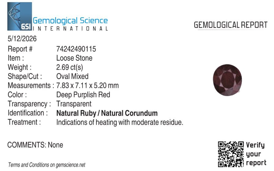 Natural Ruby Africa Oval 2.69 carat