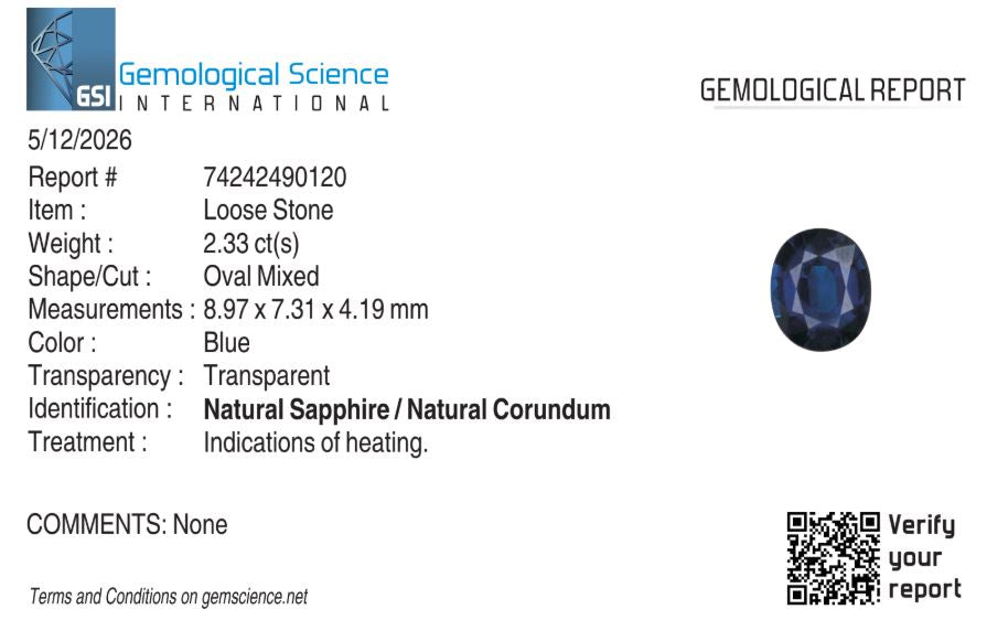 Natural Blue Sapphire Madagascar Oval 2.33 carat