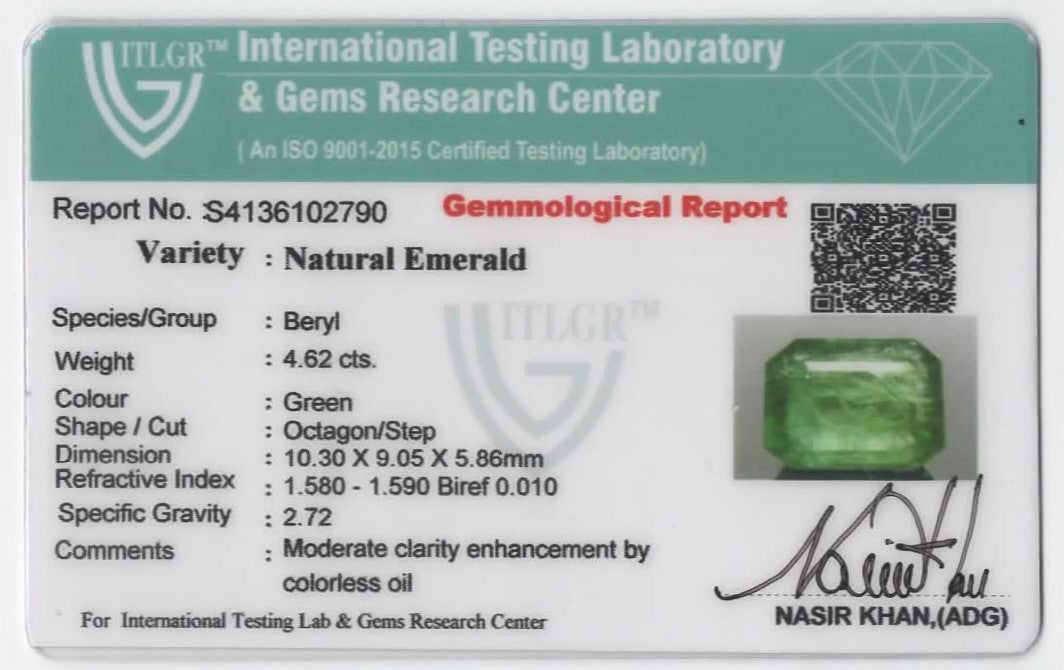 Natural Emerald Zambia Octagon 4.62 carat
