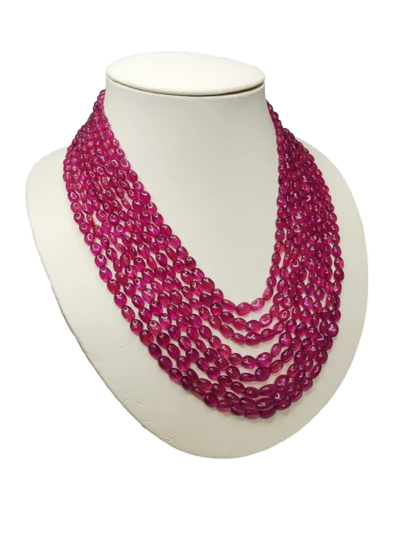 Natural Ruby Oval Shape Plain Loose Gemstone 8.  Layer Beads Necklace | 1140cts