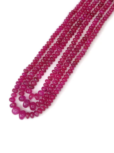Natural Ruby Rondelle Shape Plain Loose Gemstone 3 Layer Beads Necklace | 363cts
