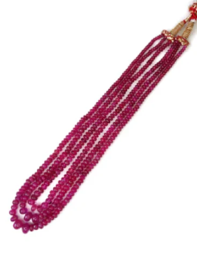 Natural Ruby Rondelle Shape Plain Loose Gemstone 3 Layer Beads Necklace | 363cts