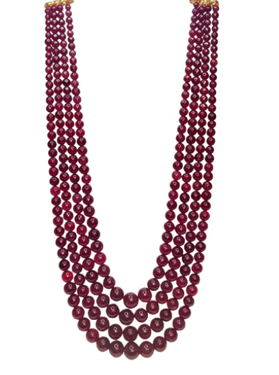 Natural Ruby Plain Round Balls Loose Gemstone 4 Layer Beads Necklace | 2473.40cts