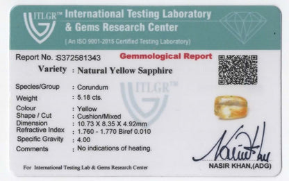Natural Yellow Sapphire | 5.18cts