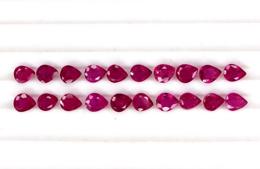 10 Pcs Natural Ruby 5x4mm Pear Shape Precious Loose Gemstones For Jewelry Making