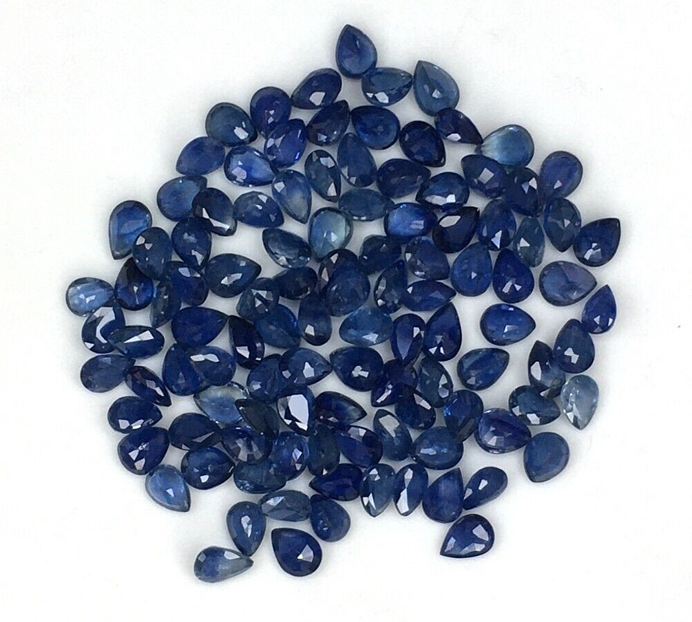 10 Pcs Natural Blue Sapphire 4x3mm Pear Shape Precious Loose Certified Gemstones