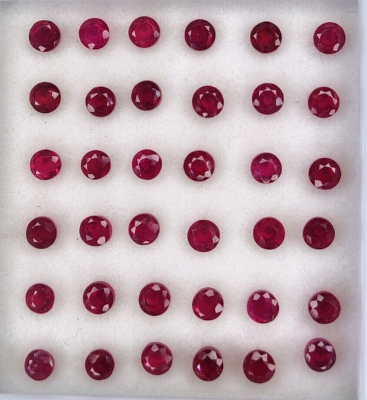 10 Pcs Natural Red Ruby 4mm Round Shape Precious Loose Certified Gemstones