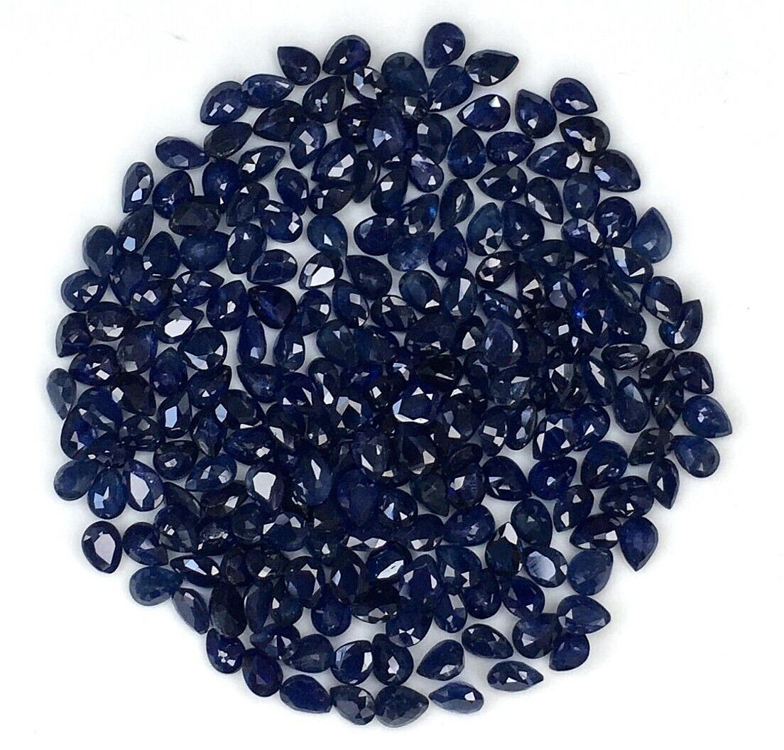 15 Pcs Natural Blue Sapphire 4x3mm Pear Shape Precious Loose Certified Gemstones