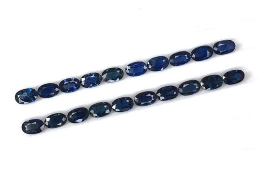 2 Pcs Natural Blue Sapphire 5x3mm Oval Loose Gemstone For Jewelry Making Gifts