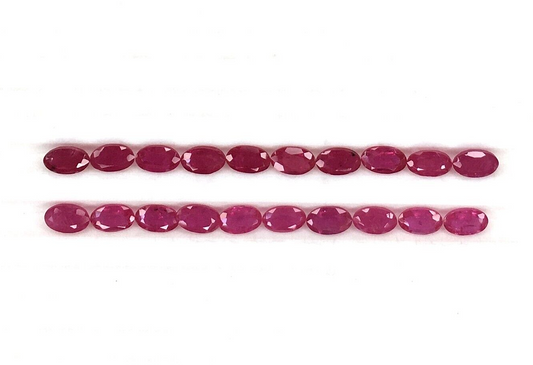 2 Pc Natural Mozambique Ruby 5x3mm Oval Precious Loose Gemstone For Jewelry Gift