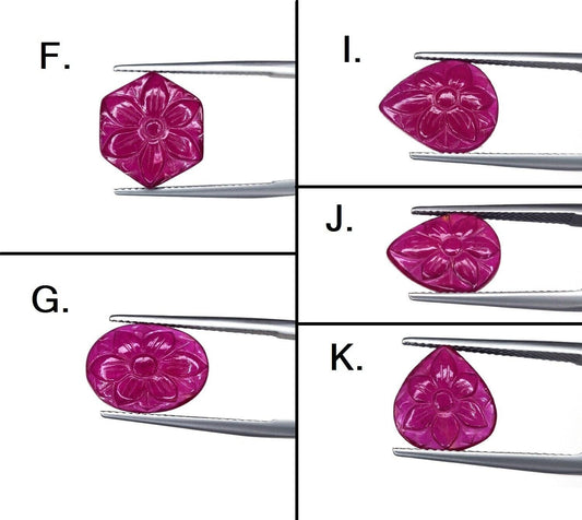 Natural Ruby Oval Pear Heart Fancy Hand Carved Flower Loose Gemstone Cabochons