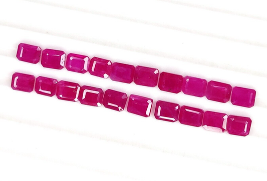 2Pcs Natural Ruby 5x4mm Octagon Shape Precious Loose Gemstone For Jewelry Making