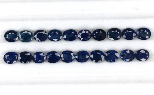 2 Pcs Natural Blue Sapphire 5x4mm Oval Loose Gemstone For Jewelry Making Gifts
