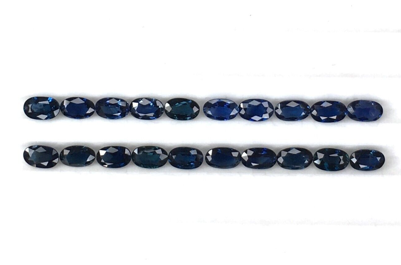 2 Pcs Natural Blue Sapphire 5x3mm Oval Loose Gemstone For Jewelry Making Gifts