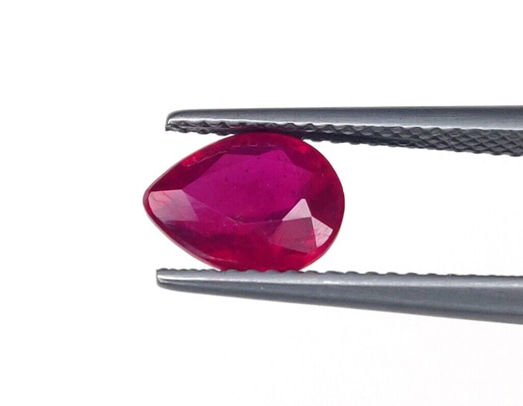 1 Pc Natural Ruby Top Quality 9x7mm Pear Shape Precious Loose Jewelry Gemstones
